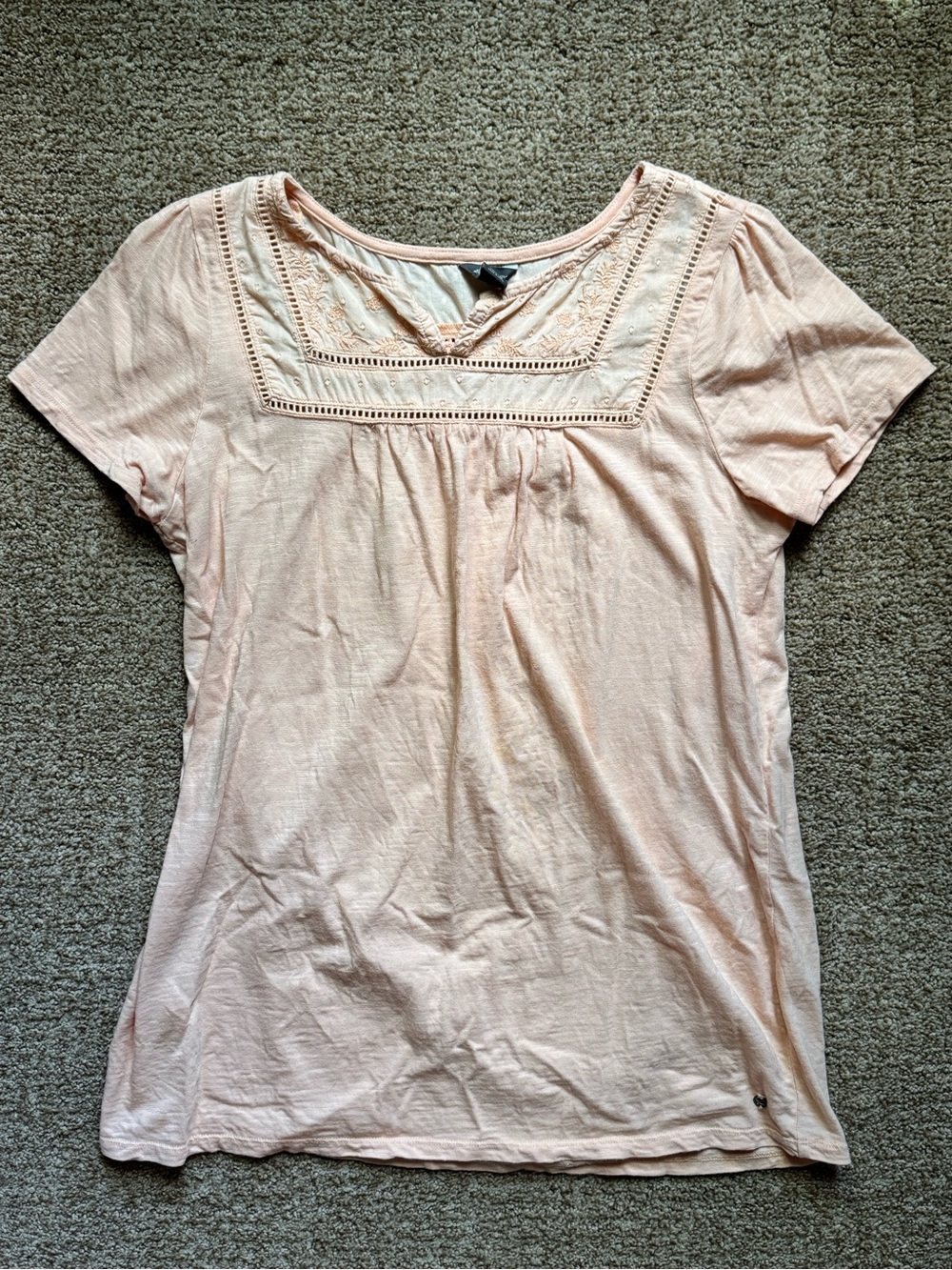 Eddie Bauer Pale Pink Short-Sleeve Embroidered Yoke Tee